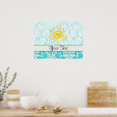 Cute Sun; Blauwgroen schade Poster (Keuken)