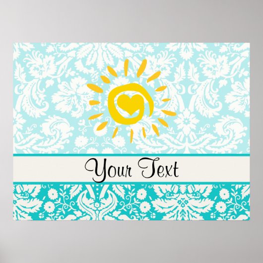 Cute Sun; Blauwgroen schade Poster (Voorkant)
