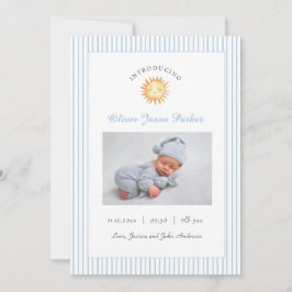 Cute Sun Blue Baby photo Birth  Aankondiging