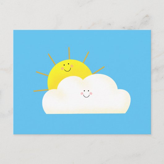 Cute Sun en Cloud Uitnodiging Briefkaart (Voorkant)
