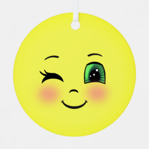 Cute Sun Happy Face Emoji Metalen Ornament