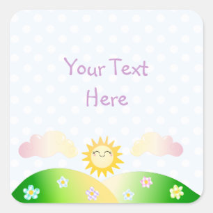 Cute sun kawaii cartoon vierkante sticker