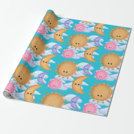 Cute Sun Moon and Cloud Pattern Wrapping Paper Cadeaupapier