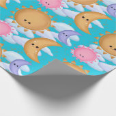 Cute Sun Moon and Cloud Pattern Wrapping Paper Cadeaupapier (Hoek)