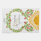 Cute Sun Red Flowers, gepersonaliseerd Theedoek (Horizontaal)