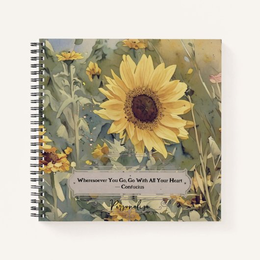 Cute Sunflower Meadow Confucius HeartQuote Journal (Devant)