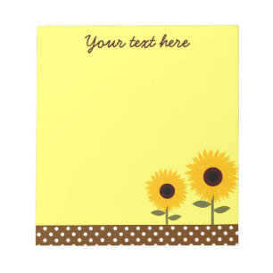 Cute Sunflower Yellow and Brown Dot Notepad Notitieblok