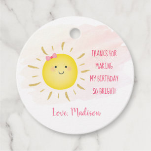 Cute Sunshine Pink & Gold Birthday Hartelijk dank Bedankjes Labels