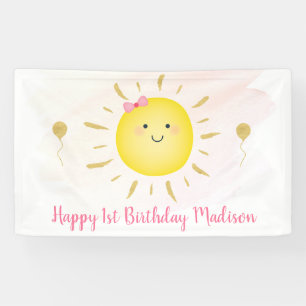 Cute Sunshine Pink & Gold Birthday Spandoek