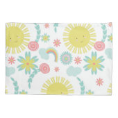 Cute Sunshine Rainbow Floral Summer Kussensloop (Achterkant-Links)