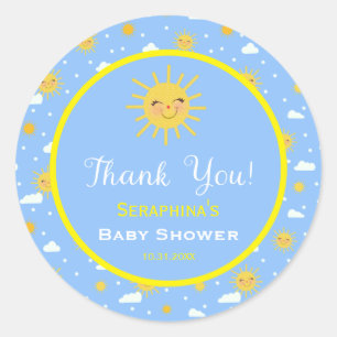 Cute Sunshine Sky Baby shower Hartelijk dank Ronde Sticker