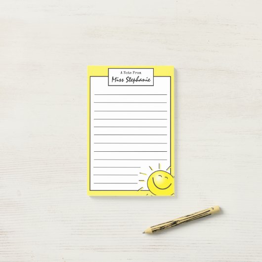 Cute Sunshine Smile Face van leraar Post-it® Notes (Op bureau)