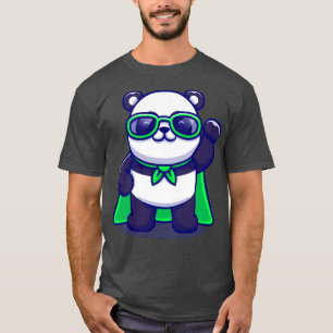 Cute Super Panda die zonnebrillen Cartoon draagt T-shirt