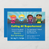 Cute Superheld Birthday Party Kinder uitnodigingen (Voorkant / Achterkant)