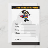 Cute Superheld Boy Party Invite Kaart (Achterkant)