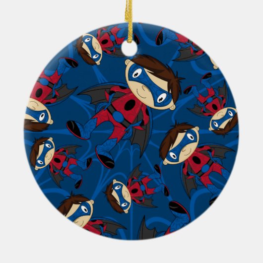 Cute Superheld Boy Pattern Keramisch Ornament (Achterkant)