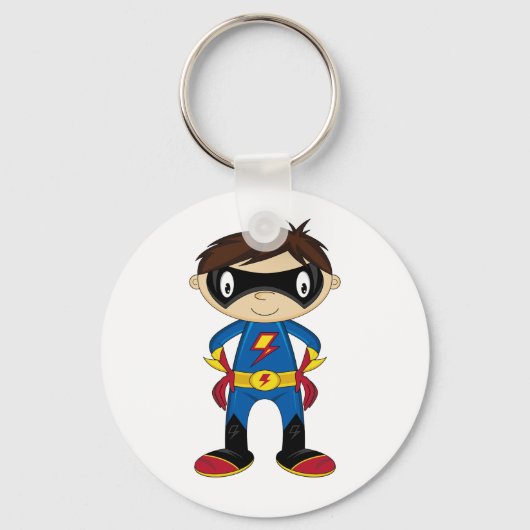 Cute Superheld Boy Sleutelhanger (Voorkant)