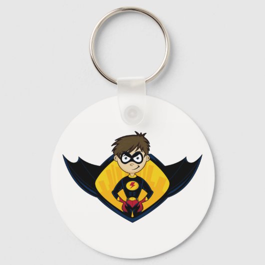 Cute Superheld Boy Sleutelhanger (Voorkant)