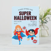 Cute Superheld Kinder Halloween Party New Fab Valu Kaart (Staand voorkant)