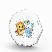 Cute Superhero Lion and Elephant Friends Cartoon Fotoblokken (Rechts)