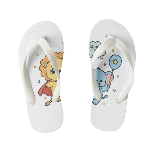 Cute Superhero Lion and Elephant Friends Cartoon Kinder Teenslippers (Voetbed)