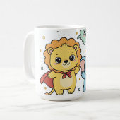 Cute Superhero Lion and Elephant Friends Cartoon Koffiemok (Voorkant links)