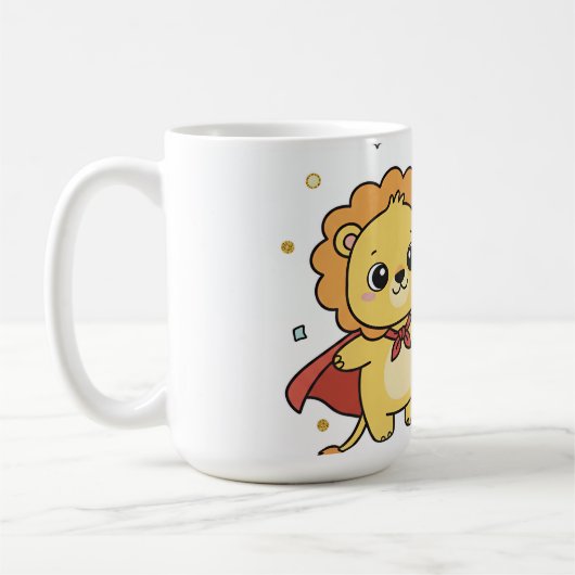 Cute Superhero Lion and Elephant Friends Cartoon Koffiemok (Links)