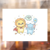 Cute Superhero Lion and Elephant Friends Cartoon Raamsticker (Vel 2)