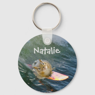 Cute Surfing Chipmunk personaliseren Sleutelhanger