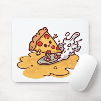 Cute Surfing Pizza Slice Mousepad  Muismat