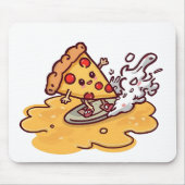 Cute Surfing Pizza Slice Mousepad  Muismat (Voorkant)