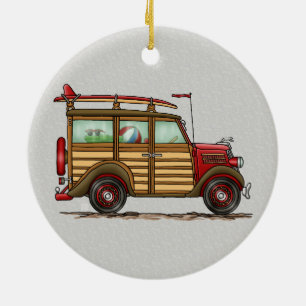 Cute Surfing Woody Keramisch Ornament