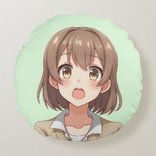Cute surprise expression fille anime coussin