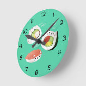 Cute Sushi Cat Ronde Klok (Hoek)