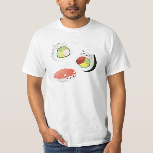 Cute Sushi Cat T-shirt (Voorkant)