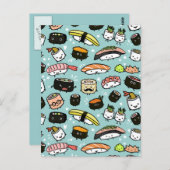 Cute Sushi Characters | Kawaii Sushi Patterned Briefkaart (Voorkant / Achterkant)