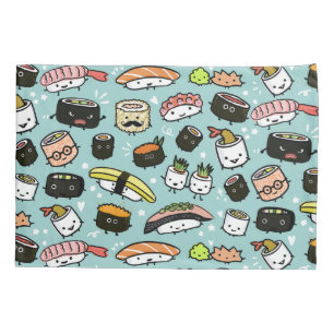 Cute Sushi Characters   Kawaii Sushi Patterned Kussensloop