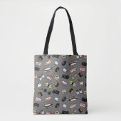 Cute Sushi Characters | Kawaii Sushi Patterned Tote Bag (Voorkant)