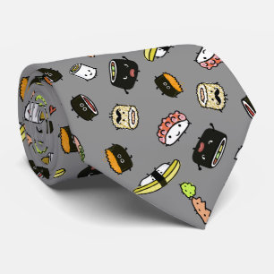Cute Sushi Characters Pattern Funny Novelty Stropdas