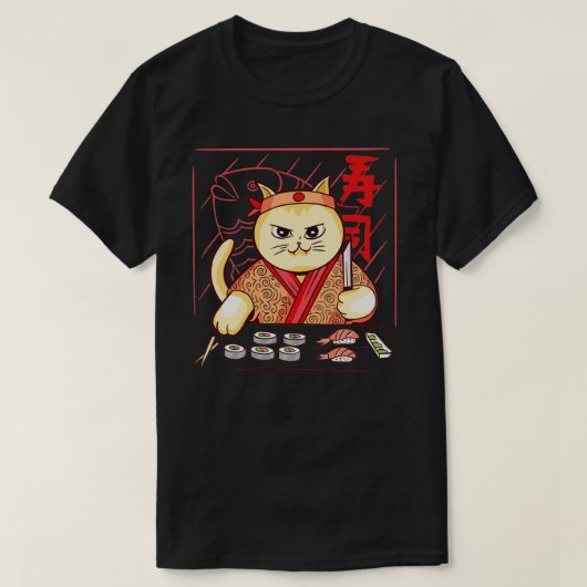 Cute Sushi Chef Cat T-shirt (Design voorkant)