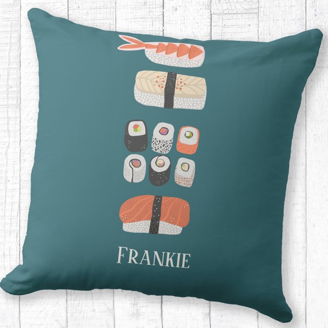 Cute Sushi Custom Name Kussen (Fun Japanese Sushi personalized name pillow)