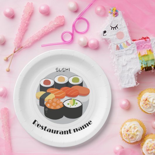 Cute Sushi Japan food gradiënt Personeelsbenaming Papieren Bordje (Feest)