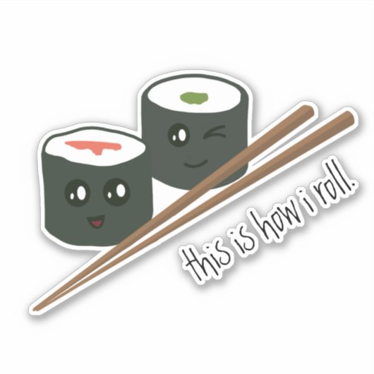 Cute Sushi Kawaii Character Laptop Sticker (Voorkant)