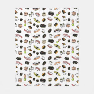 Cute Sushi Pattern Kawaii Sushi-tekens Fleece Deken