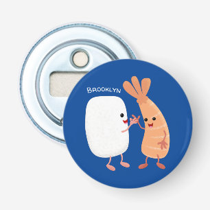 Cute sushi rice prawn Vrienden cartoon Button Flesopener