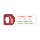Cute sushi rice prawn Vrienden cartoon Etiket (Voorkant)