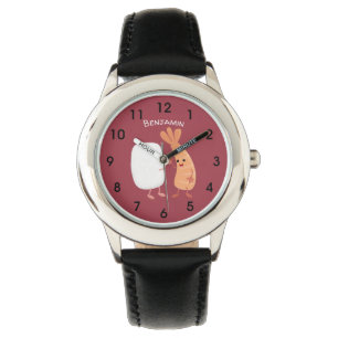 Cute sushi rice prawn Vrienden cartoon Horloge