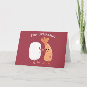 Cute sushi rice prawn Vrienden cartoon Kaart