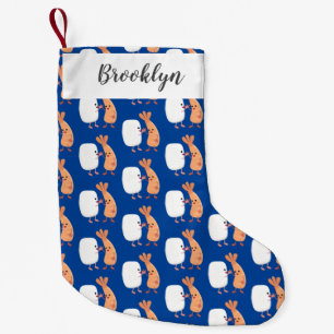 Cute sushi rice prawn Vrienden cartoon Kleine Kerstsok