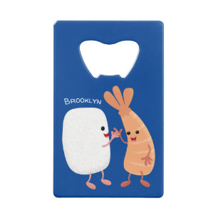 Cute sushi rice prawn Vrienden cartoon Kredietkaart Flessenopener